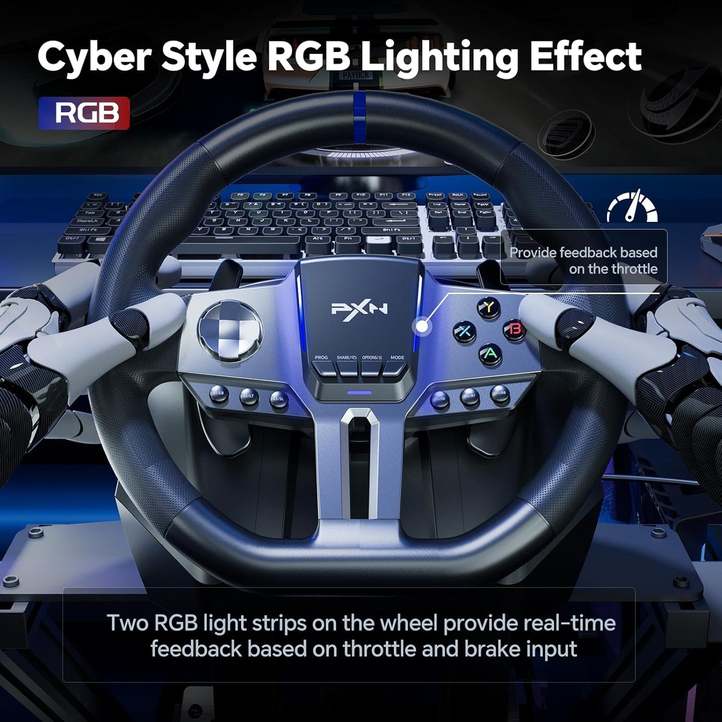 PXN V9 Racing Wheel Gen 2 for PC, Xbox One, Xbox Series X/S, PS4, PS3