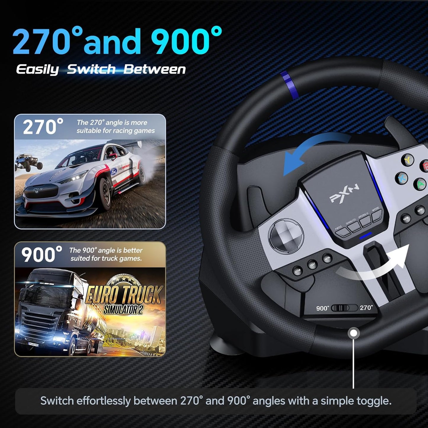 PXN V9 Racing Wheel Gen 2 for PC, Xbox One, Xbox Series X/S, PS4, PS3