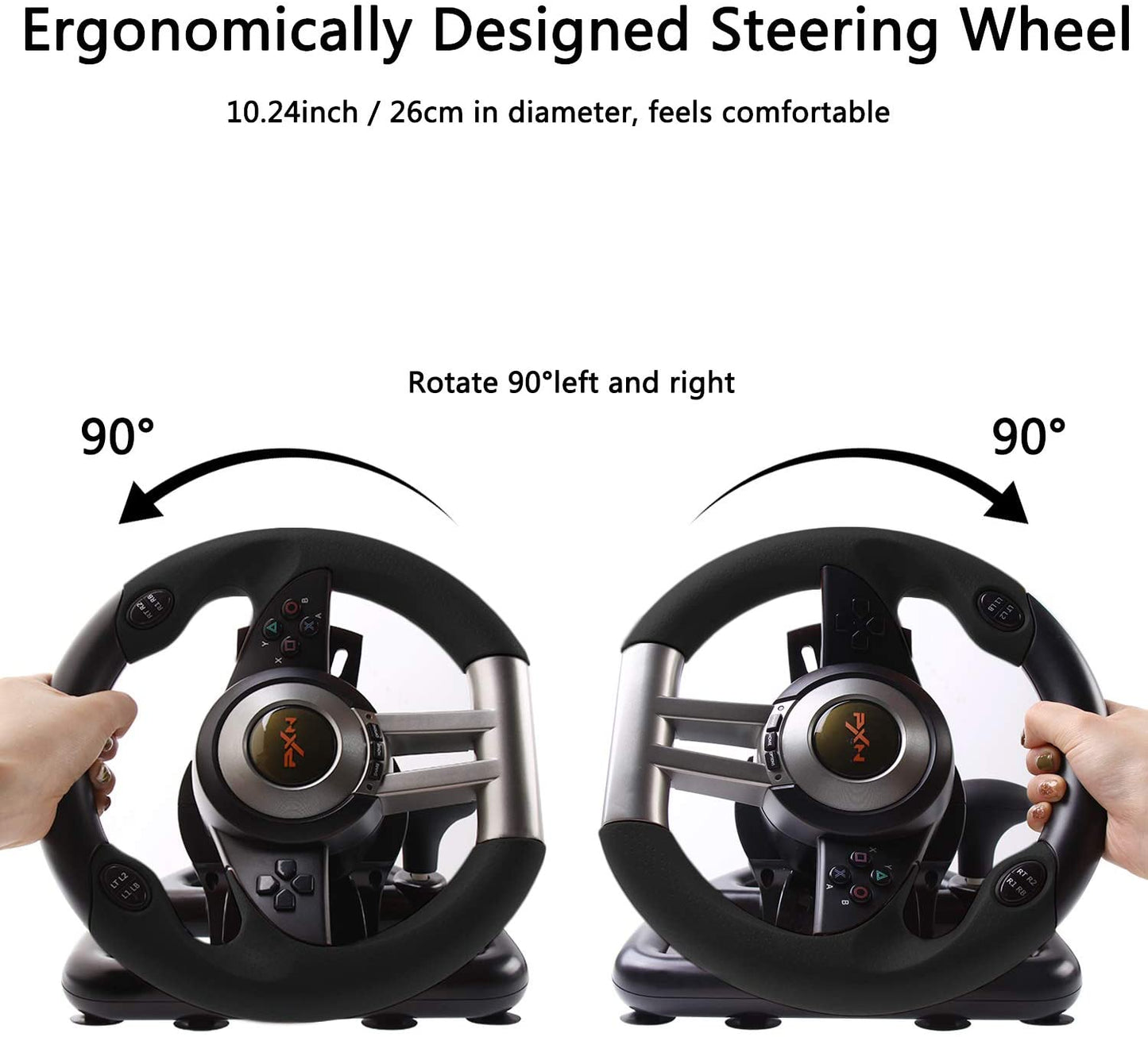 PXN-V3 Pro 180° Competition Racing Steering Wheel with Pedal. - GameStop Pakistan