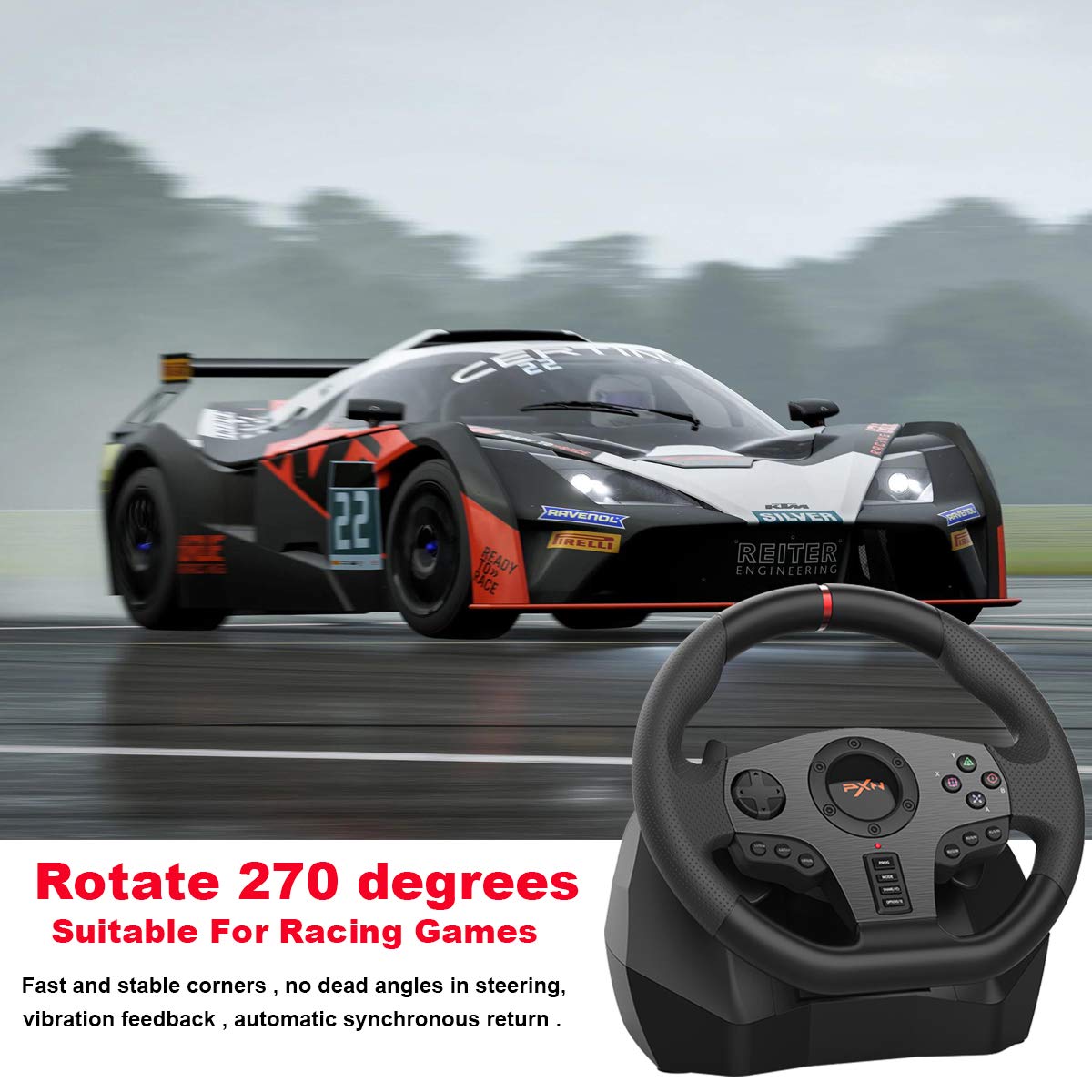 PXN V900 Gaming Steering Wheel - With Pedals and Joystick - GameStop Pakistan