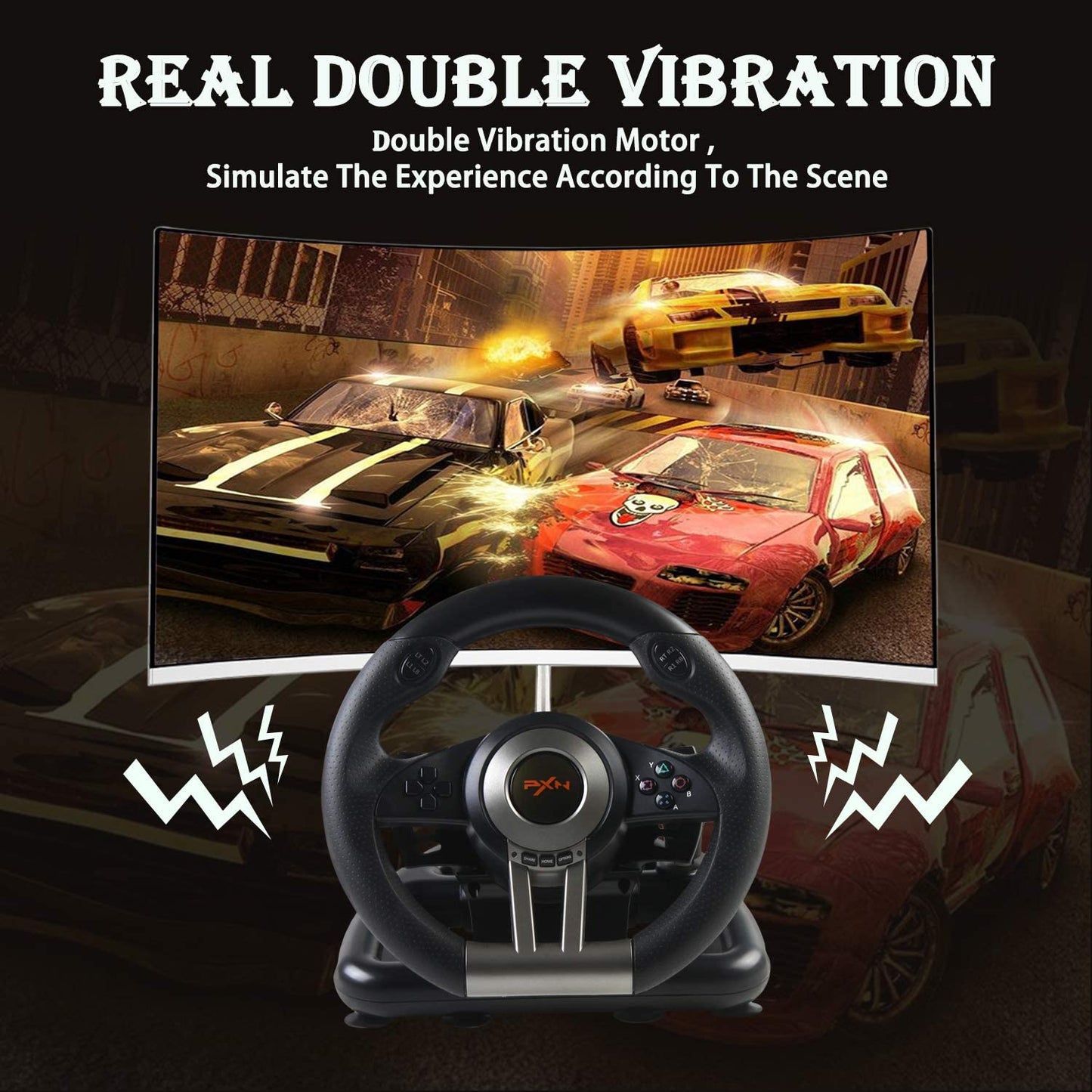 PXN-V3 Pro 180° Competition Racing Steering Wheel with Pedal. - GameStop Pakistan