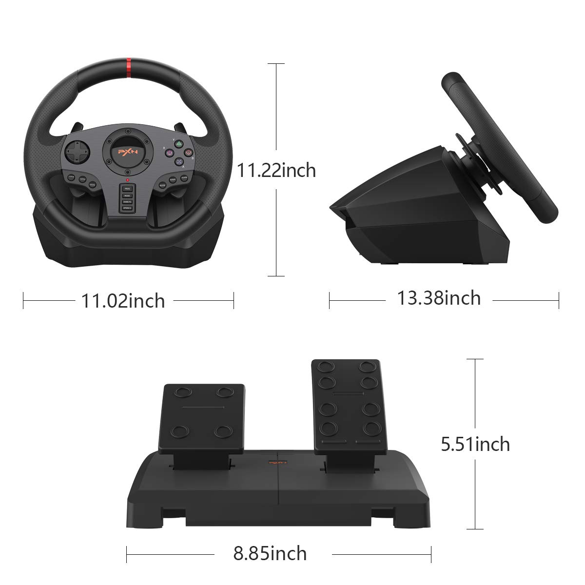 PXN V900 Gaming Steering Wheel - With Pedals and Joystick - GameStop Pakistan