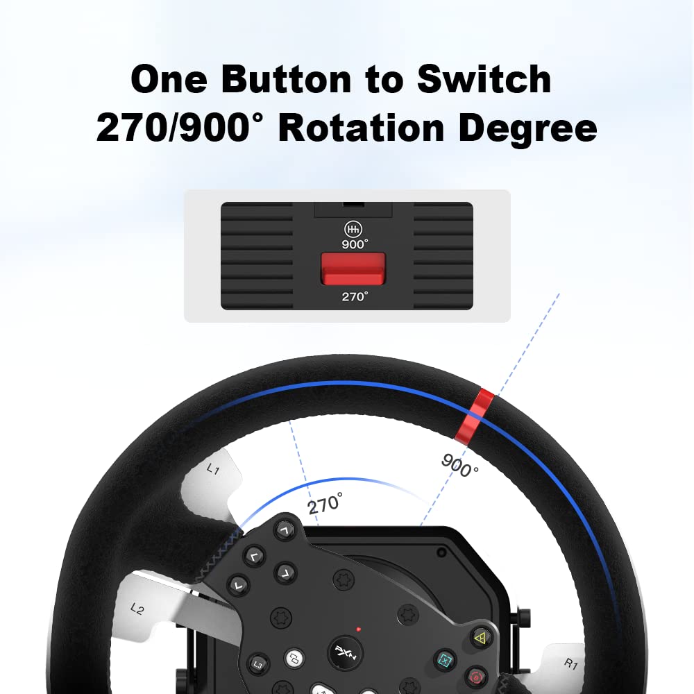 PXN V10 Force Feedback Steering Wheel for PC, Xbox One, Xbox Series X/S, PS4
