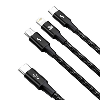 Baseus Rapid Series 3-in-1 Fast Charging Data Cable Type-C to M+L+C PD 20W (1.5M)