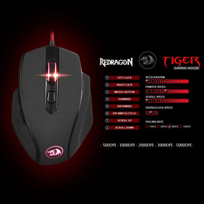 Redragon M709-1 Tiger2 Red Wired Gaming Mouse 3200 DPI