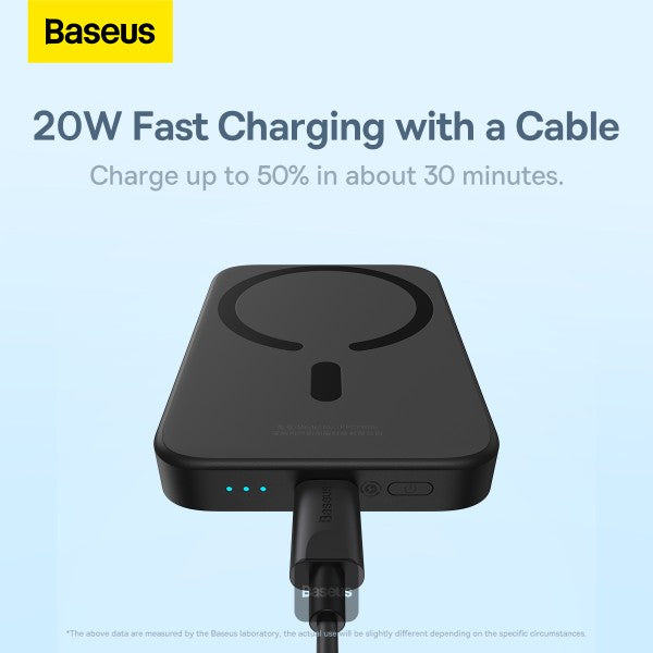 Baseus 6000mah Magnetic Wireless Charging Power Bank 20W - Black